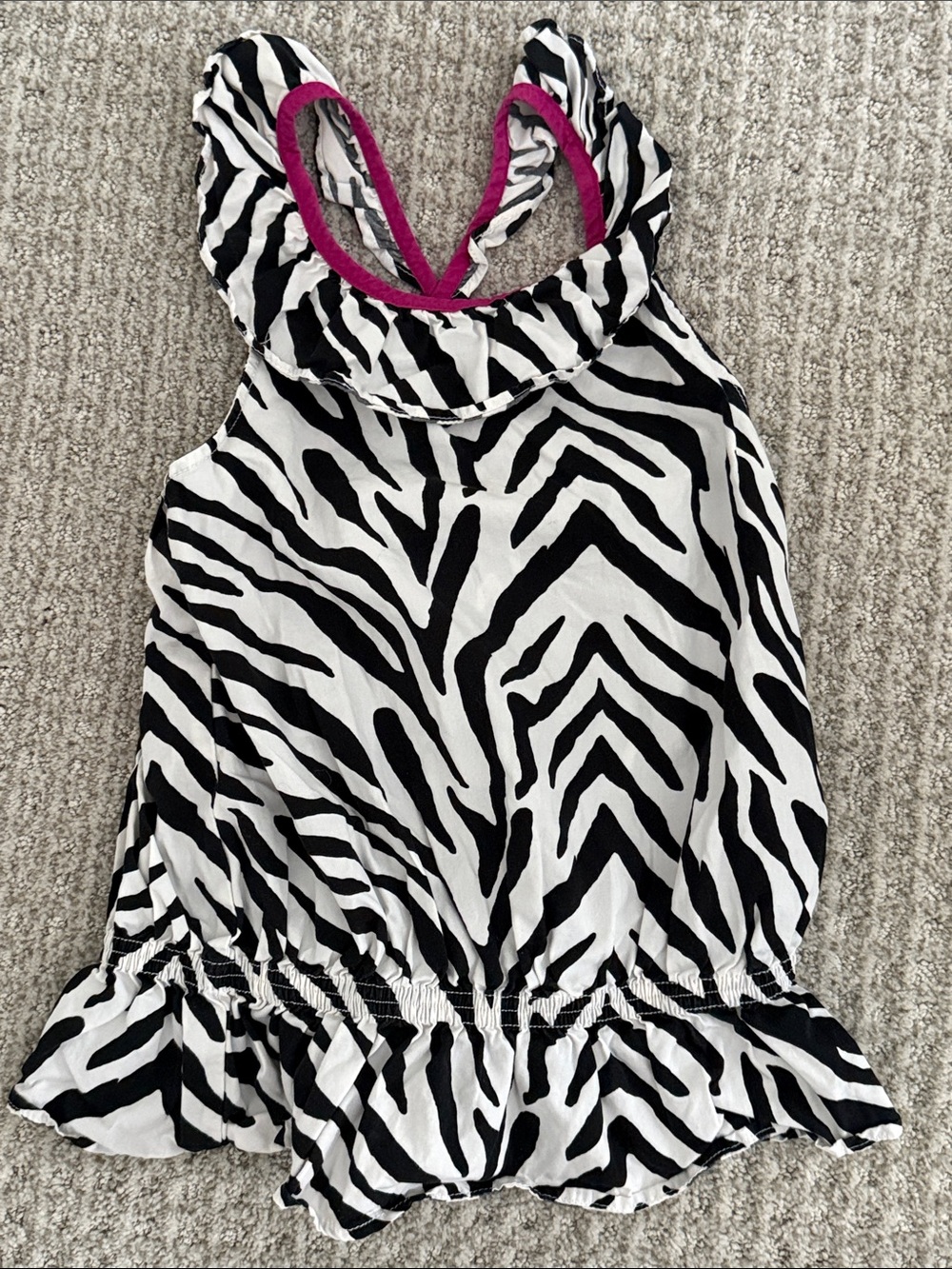 Gymboree Girls' size 10, Zebra-Print Tank Top with Pink Trim